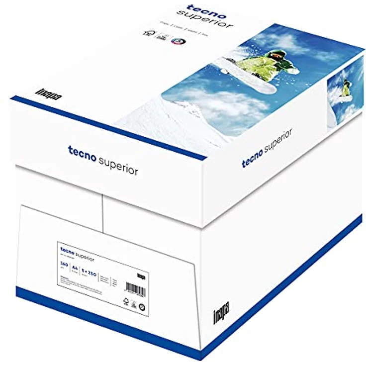 inapa Drucker-/ Kopierpapier tecno Superior: 160 g/m², A4, 1.250 Blatt (5x250), hochweiß – Bild 1