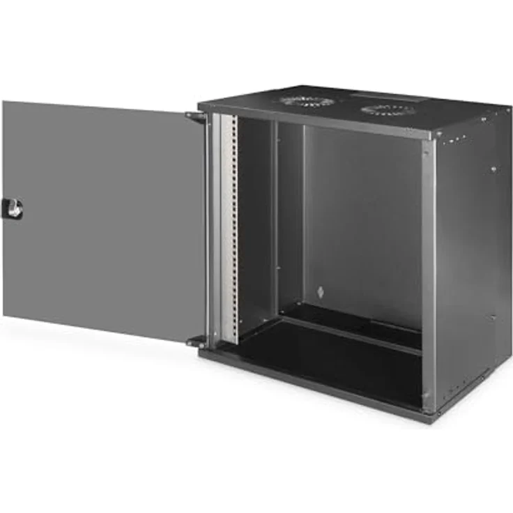 DIGITUS Netzwerkschrank SoHo Pro - 19-Zoll Rack 12 HE - Unmontiert - Wandmontage - 400 mm Tiefe - 327 mm Nutztiefe - Traglast 60 kg - Glastür - Schwarz – Bild 2