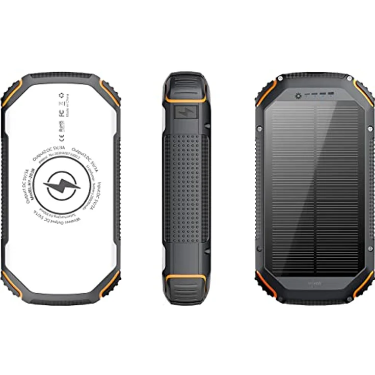 reVolt Solar Ladegeräte: Solar-Powerbank mit 20 Ah, Qi-kompatibel, USB-C, 15 W, SOS-Licht, IP54 (Powerbank Für Handy) – Bild 3