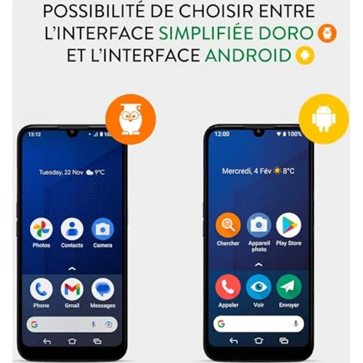 Doro 8200 Seniorensmartphone Inclusive Alarmtaster, Notrufarmband mit GPS, 4G Senioren Smartphone ohne Vertrag, Noruftaste, Triple Kamera, Android 12 Go, 64 GB Speicher, Hörgerätekompatibilität – Bild 4