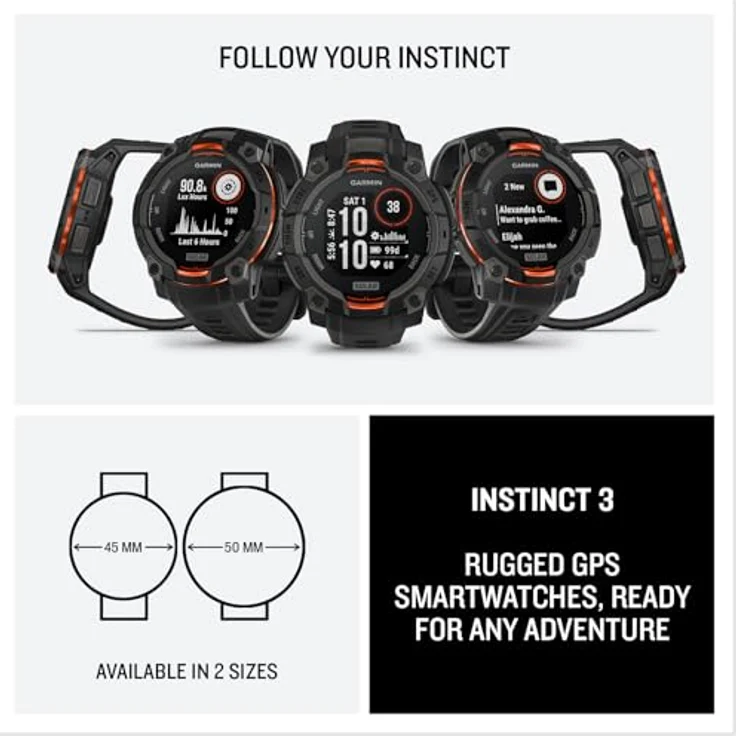 Garmin Instinct 3 Solar, GPS-Multisport-Smartwatch (45 mm) mit langer Akkulaufzeit und kontaktloser Bezahlfunktion – Bild 7