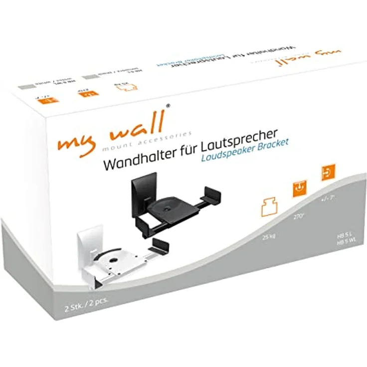 My Wall HB 5 WL Lautsprecher-Wandhalterung Drehbar, Neigbar Weiß 2St. – Bild 6