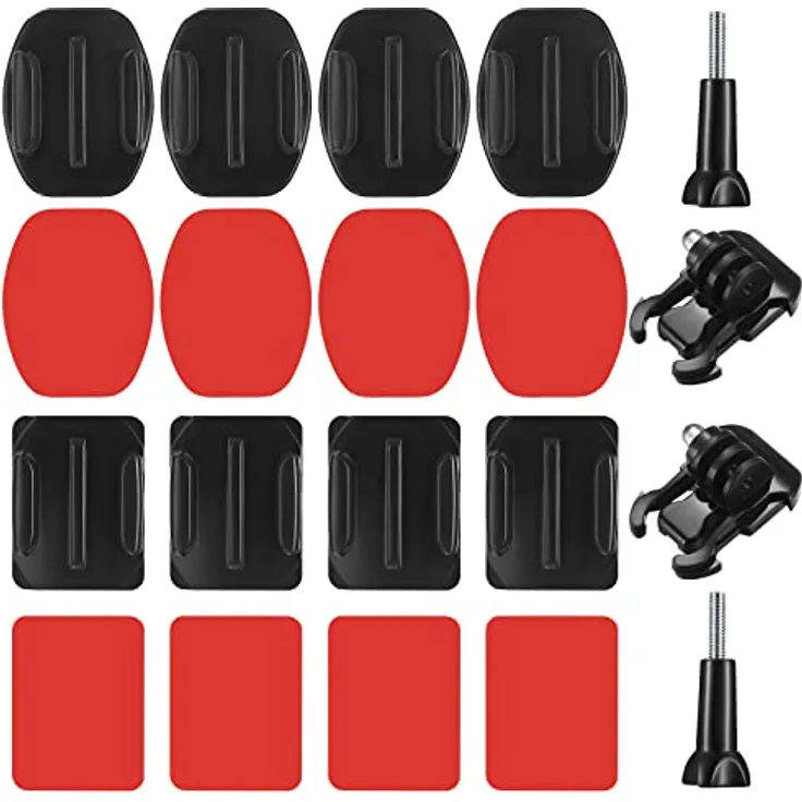 Fulushouxi 20 Sets GoPro Klebepads und Halterungen, flache und gebogene Befestigungen für Hero 4/3+/3/2, Helmbefestigung, langlebig und rutschfest