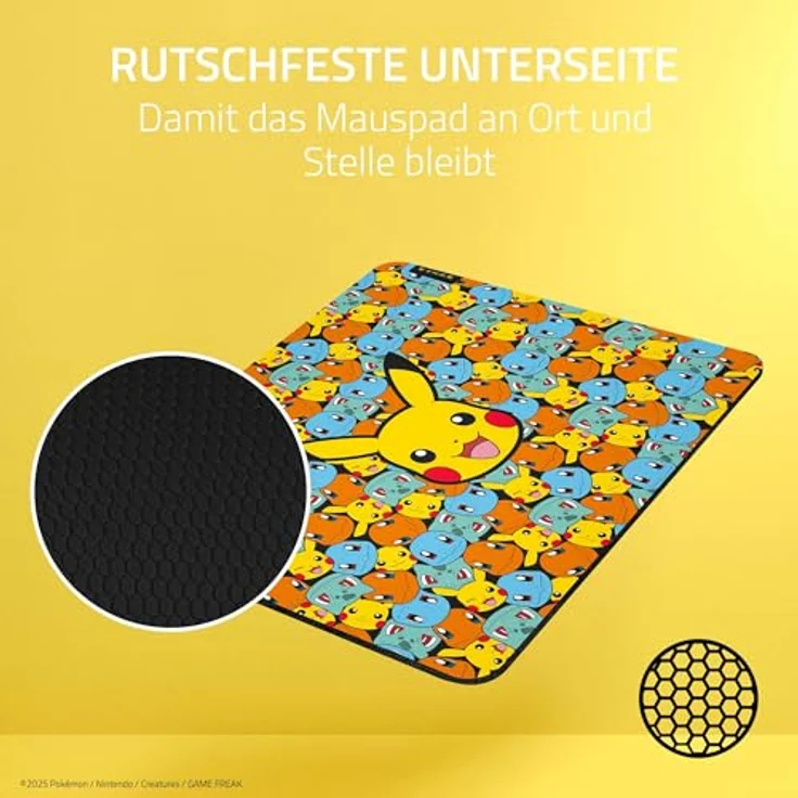 Razer Gigantus V2 Pokémon Edition, weiche Gaming-Mausmatte mit mikrogewebter Oberfläche, dicker Gummischaum-Unterlage, rutschfest, 360 x 275 x 3 mm | Pokémon Kanto – Bild 4