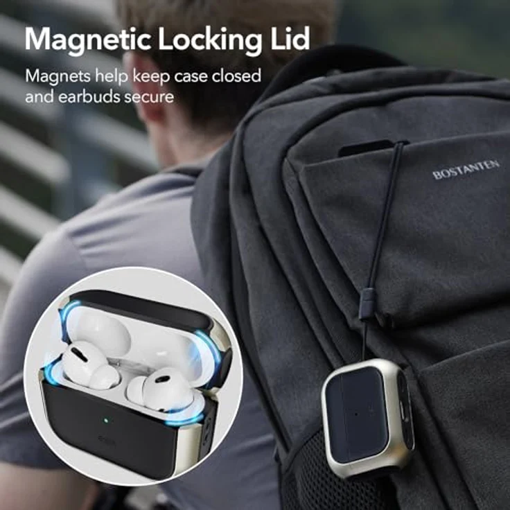 ESR AirPods Pro 2 Hülle mit HaloLock, MagSafe Ready, USB-C/Lightning - Titan – Bild 3