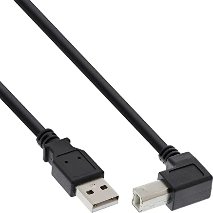 InLine - USB-Kabel - USB (M) bis USB Typ B (M) nach unten gewinkelt - 30cm - Schwarz (34503U) – Bild 2