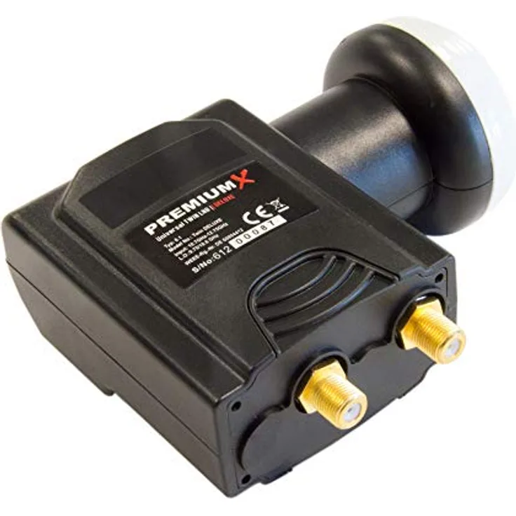 Premium X Deluxe Twin LNB 2Fach für 2 Teilnehmer, 4K Full HD, mit Wetterschutz und LTE Filter, digitale Frequenzstabilität für Satellitenschüssel TV Receiver