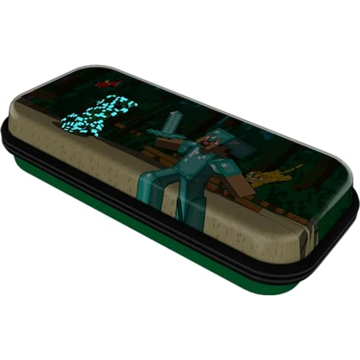 PDP Travel Case Plus GLOW - Minecraft Forest Battle, 3D-leuchtendes Design für Nintendo Switch, Lite und OLED Model mit integrierter Standfunktion – Bild 9