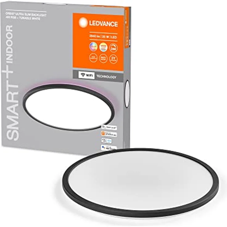 LEDVANCE SMART+ ORBIS WiFi-Panelleuchte, schwarz, 25W, 2940lm, dimmbar, steuerbar per App, RGB-Farblicht