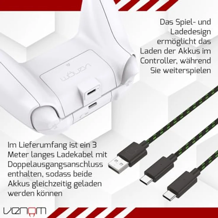 Venom Gaming Akku Doppelpack für Xbox One-Controller, weiß – Bild 4
