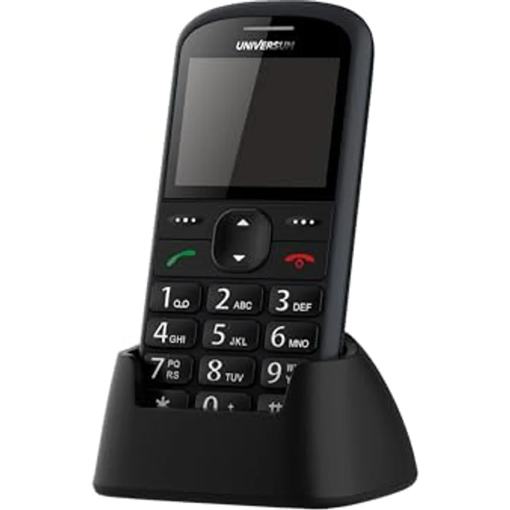 UNIVERSUM W60-C Seniorenhandy, 2G Handy mit großen Tasten, 2,2 Zoll Display, Notruftaste, Ladestation, 900mAh Akku, FM-Radio, Bluetooth, schwarz – Bild 1