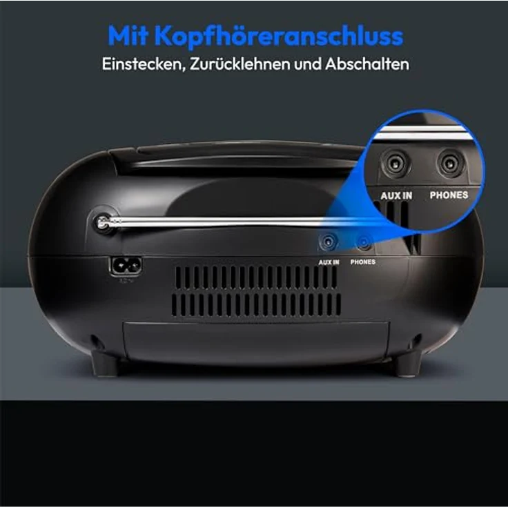 Medion LIFE E66476, Tragbares Radio mit digitalem Tuner für AM und FM, 22 Watt RMS, LCD-Display, Schwarz – Bild 6