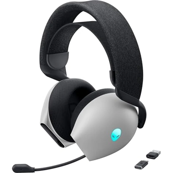 Alienware AW725H Tri-Mode Wireless Gaming Headset – Dolby Atmos, KI-Geräuschunterdrückung, 55 Stunden Akkulaufzeit, Lunar Light, RGB-Beleuchtung – Bild 1