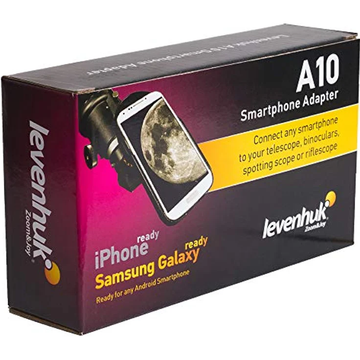 Levenhuk A10 Smartphone Adapter, Halterung für Teleskop und Mikroskop, geeignet für Smartphones 53-102 mm, Schwarz – Bild 8