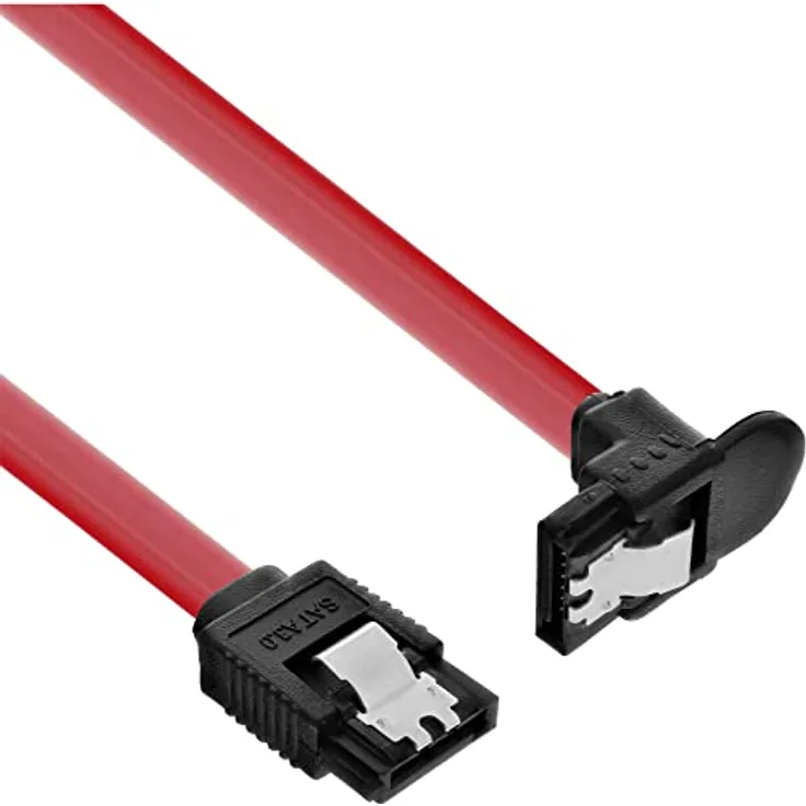 InLine SATA 6Gb/s Kabel, mit Lasche, gewinkelt, 0,3m, Rot