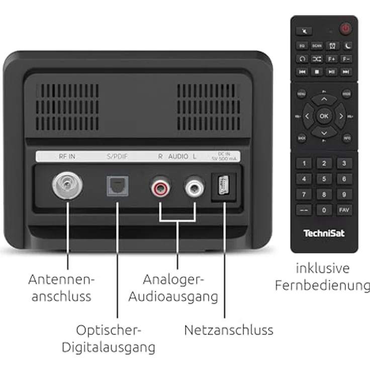 TechniSat DIGITRADIO 11 IR - DAB+ und Internetradio Adapter (WLAN, Farb-Display, Bluetooth, Fernbedienung, Wecker, ohne Lautsprecher, optimal zur Aufrüstung bestehender HiFi-Anlagen) schwarz/Silber – Bild 2