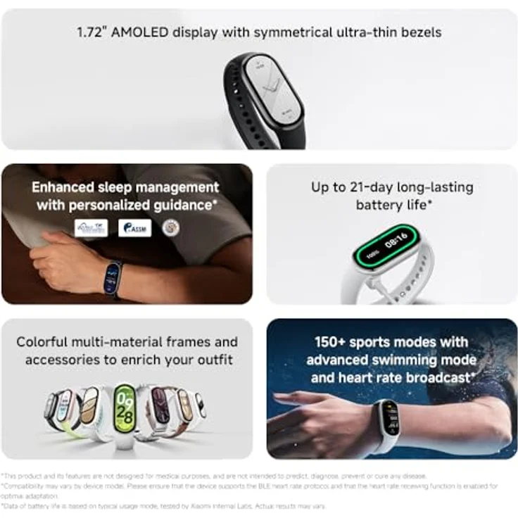 XIAOMI Smartband 10, Fitness Tracker mit 1,72" AMOLED-Display, 150+ Sportmodi, 5ATM wasserdicht, Midnight Black – Bild 4