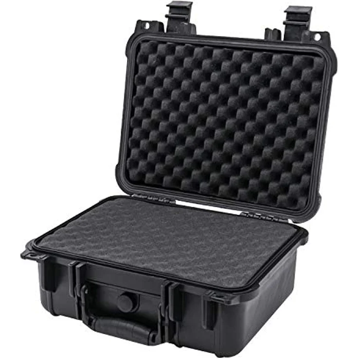 HMF ODK100 Outdoor-Fotokoffer, Transportkoffer mit Rasterschaumstoff | 34 x 29,5 x 15,5 cm, wasserdicht und staubdicht, schwarz – Bild 1