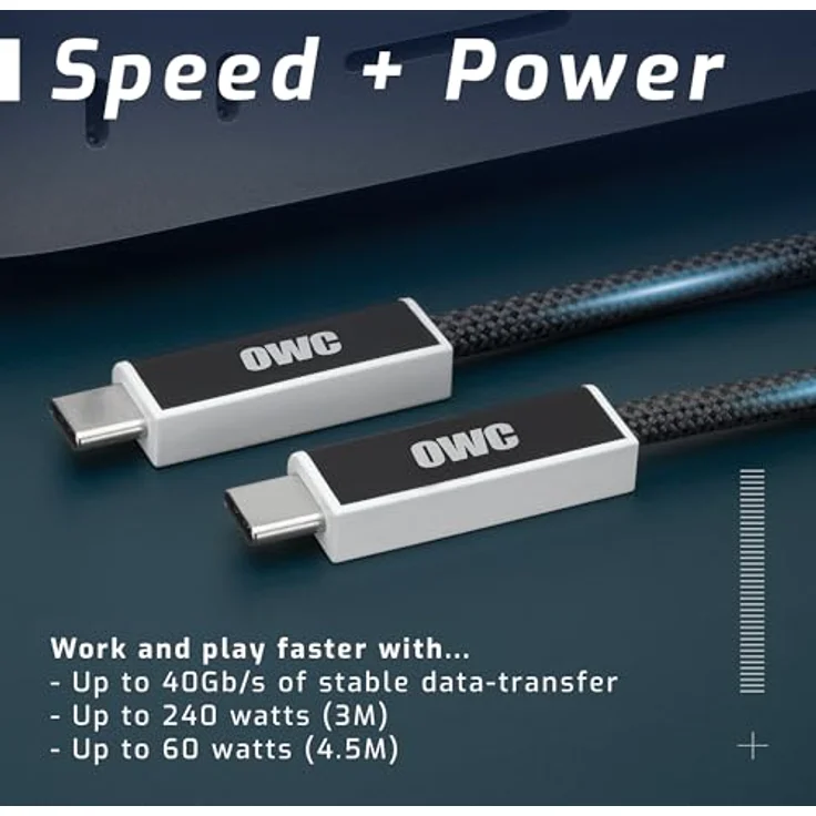 OWC 3 Meter Aktives Optisches USB4 Kabel (USB-C), 40Gb/s, 240W, Schwarz – Bild 2