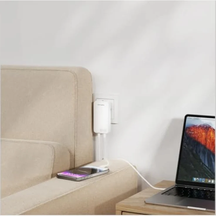 4smarts Netzladegerät FlatPlug Slim Dual 65W GaN 2C weiß - Effizientes Laden mit GaN-Technologie – Bild 2