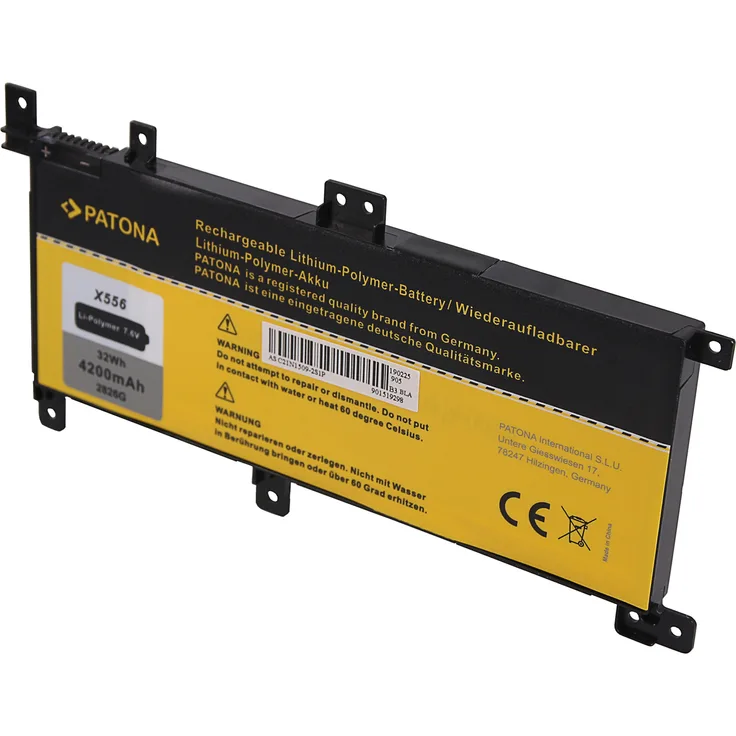 Patona Ersatzakku für Asus X556 / C21-N1509 / 0B200-01750000, Li-Polymer 7,6 Volt 4200mAh, schwarz