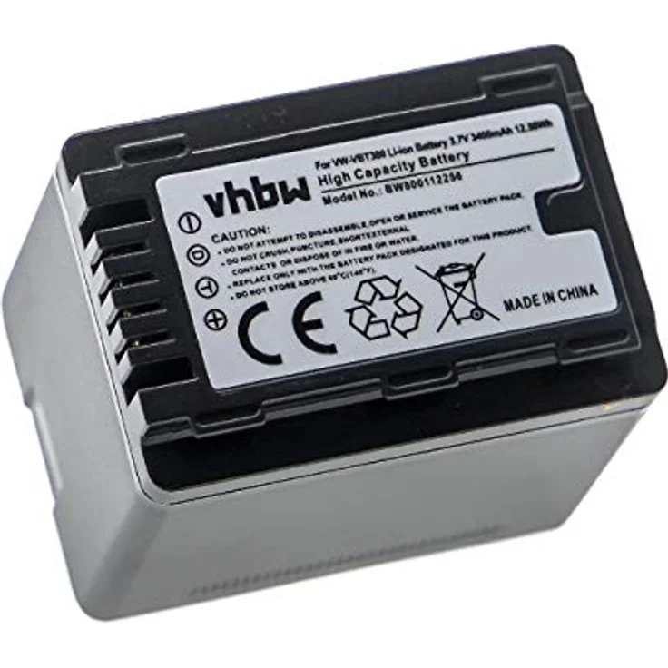 vhbw Akku kompatibel mit Panasonic HC-V727, 3400 mAh Li-Ion, wiederaufladbar, Ersatz für VW-VBK180 und VW-VBT190 – Bild 1