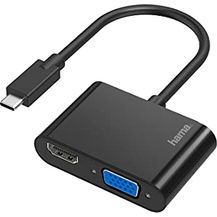 Bild für Hama USB C auf VGA und HDMI Adapter, 4K Ultra HD, Full HD 1080p (2in1 USB C Adapter mit HDMI Buchse und VGA Buchse zum Anschluss von PC, Laptop, MacBook, Tablet, iPad, Handy an Monitor, TV, Beamer)