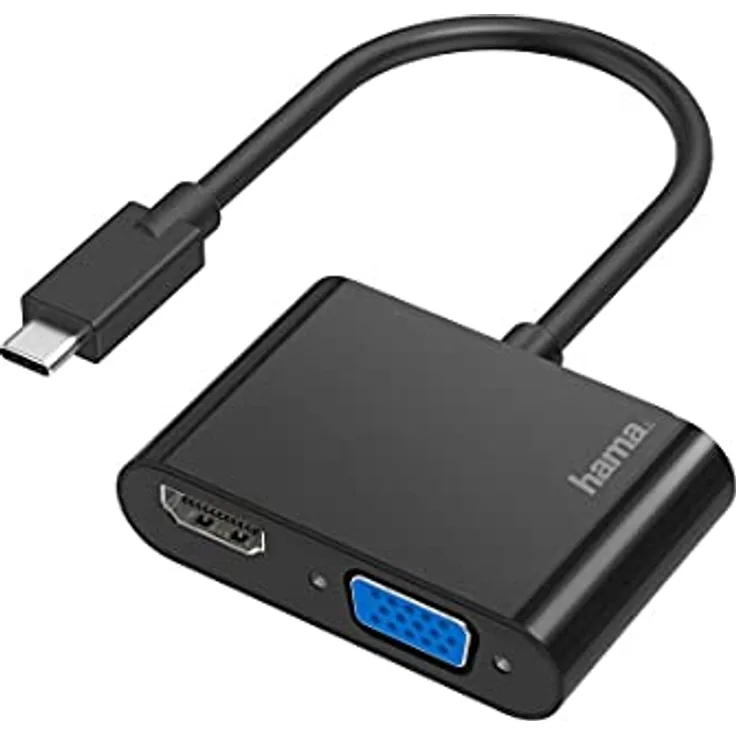 Hama USB C auf VGA und HDMI Adapter, 4K Ultra HD, Full HD 1080p (2in1 USB C Adapter mit HDMI Buchse und VGA Buchse zum Anschluss von PC, Laptop, MacBook, Tablet, iPad, Handy an Monitor, TV, Beamer)