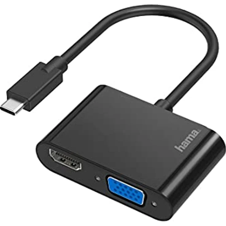 Hama USB C auf VGA und HDMI Adapter, 4K Ultra HD, Full HD 1080p (2in1 USB C Adapter mit HDMI Buchse und VGA Buchse zum Anschluss von PC, Laptop, MacBook, Tablet, iPad, Handy an Monitor, TV, Beamer) – Bild 1