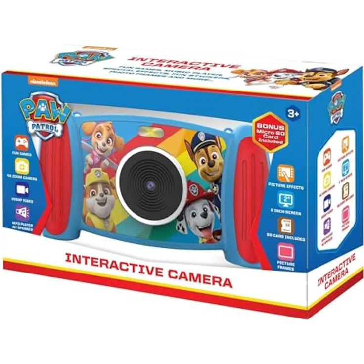 Accutime PAWC3018 Paw Patrol Interaktive Kinderkamera, 5MP Foto, 1080p Videoauflösung, 4-Fach Zoom, 5 lustige Filter & Special Effekts, 4 Coole Spiele, 2in1 Bildschirm, mit Micro SD Karte, blau – Bild 3
