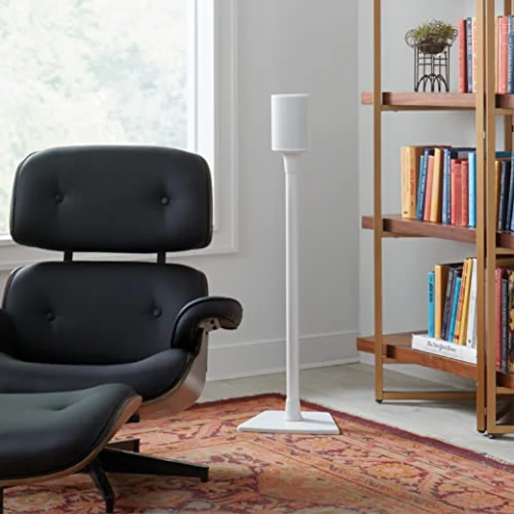 Sanus Lautsprecherständer für Sonos Era 100 Paar WSSE12 (Feste Höhe) - Optimale Hörhöhe 87,40 cm, Integriertes Kabelmanagement, Sicherungshardware, Gummifüße und höhenverstellbare Teppichspikes – Bild 5