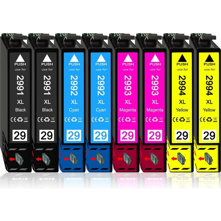 Druckerparadies 8er Pack Druckerpatronen 29 29XL, kompatibel mit Epson XP-442, Schwarz, Cyan, Magenta, Gelb, hohe Reichweite