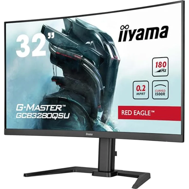 iiyama G-Master Red Eagle GCB3280QSU-B2 Curved 1500R 80cm 31,5“ VA LED Gaming Monitor WQHD HDMI DP USB3.2 0.2ms 180Hz HDR Adaptive Sync Höhenverstellung schwarz – Bild 2