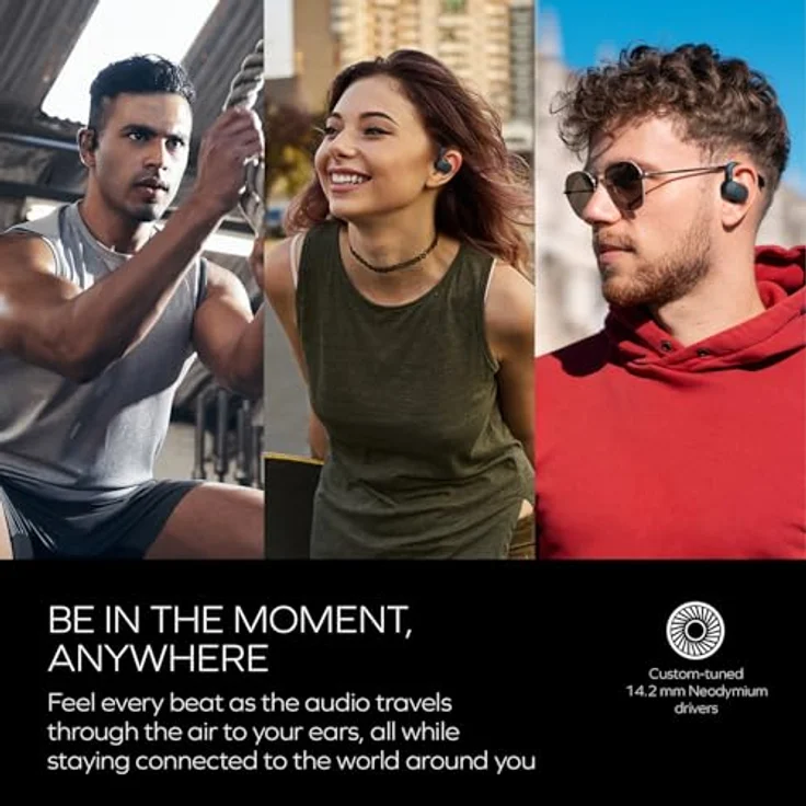 CREATIVE Outlier Go Kabelloser Open-Ear-Kopfhörer mit Verstellbarer Passform und Ohrbügeln, bis zu 26 Stunden Gesamtspielzeit, Zwei Mikrofone, Bluetooth 5.4, IPX4 wasserbeständig (Dunkelblau) – Bild 2