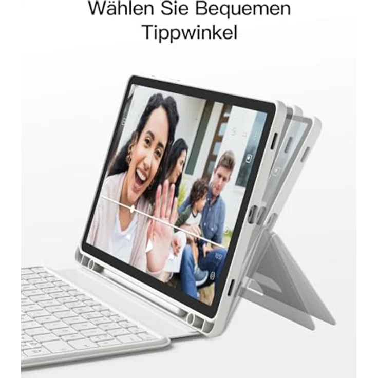 Inateck Hülle mit Tastatur für Samsung Galaxy Tab S10 Lite/S10 FE/S9 FE/S9, Abnehmbarer Hoch-/Querformat Ständer mit Touchpad, QWERTZ, Doppel-S-Pen-Halterung, AceTouch N0064 – Bild 7
