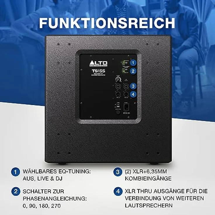 Alto Professional TS15S, Aktiver PA Lautsprecher mit kraftvollem Bass, schwarz – Bild 6