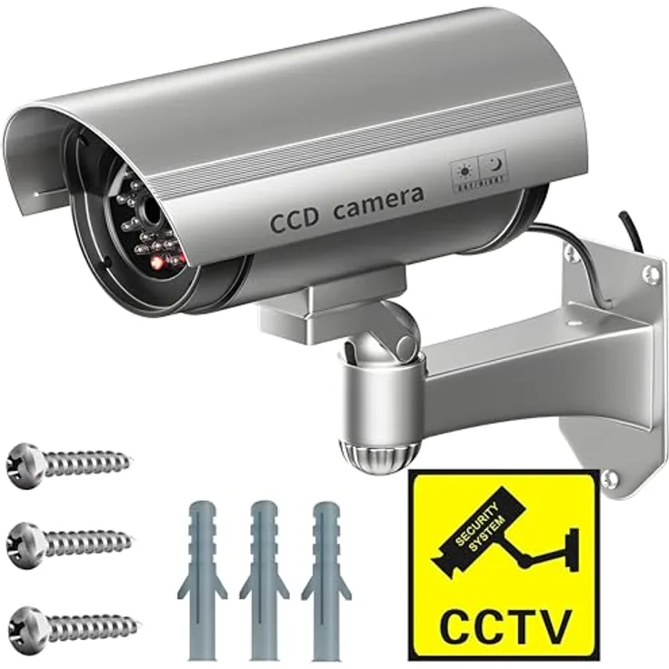 Retoo Schwenkbare Dummy Kamera mit LED, Wetterfest (Grau)