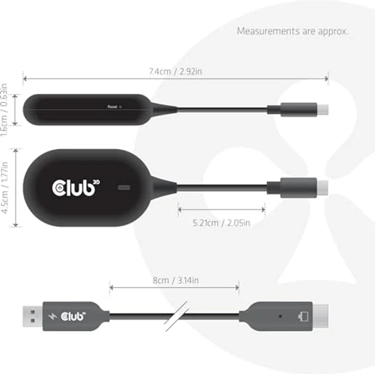 Club3D CSV-2570, Drahtloser USB-C-auf-HDMI-Sender®™ und -Empfänger mit FullHD 1080p, Reichweite 25 m, Plug-and-Play – Bild 3