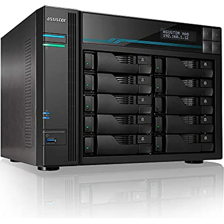 Asustor Lockerstor 10 AS6510T NAS Gehäuse Quad Core 2.1GHz 8GB RAM M.2 NVMe SSD Cache, Schwarz – Bild 1
