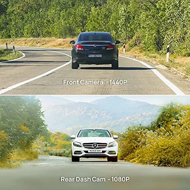 70mai Dual Dash Cam A400 + Rear Cam RC09, Quad HD 2560x1440p, 145º Weitwinkel, Grau – Bild 3