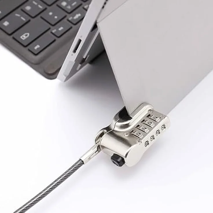 Dicota Laptop Schloss, Zahlenschloss ohne Schlüssel, 2m Stahlkabel für Microsoft Surface Pro und Go, individuell einstellbarer 4-stelliger Code – Bild 2