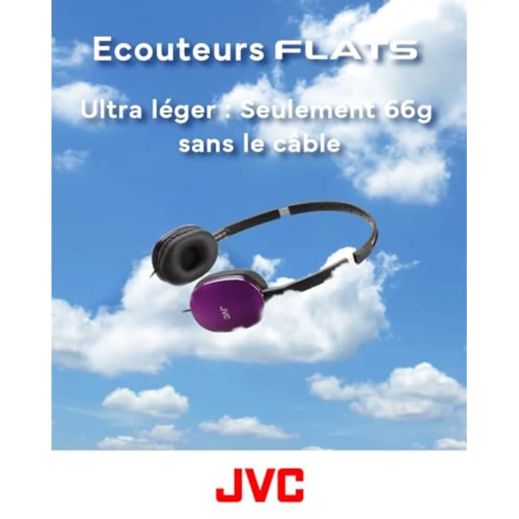 JVC HA-S160M-V Flats Faltbarer und kompakter Kopfhörer in Glossy Trendfarbe, ideal für Telearbeit und Online-Seminare (Violett) – Bild 5