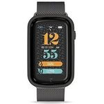 Techmade Smart Watch STEPS Metalic Black, 1.45" Farb-Voll-Touch Display, BT 5.0, IP68 wasserdicht, Cardio-Test