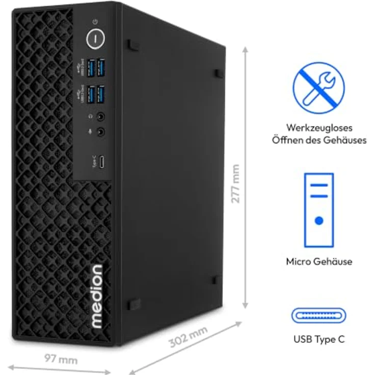 MEDION T80 II Mini PC - Core i9 14900HX, 1 TB SSD, 32 GB DDR4 RAM, schwarz – Bild 3