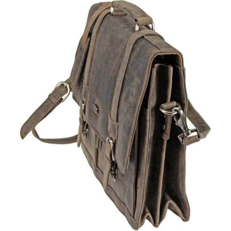 Harold's Antico Aktentasche II, eleganter Laptoptasche aus vegetabil gegerbtem Rindleder, 42 cm, braun, mit unterteiltem Hauptfach und Organizer für A4-Unterlagen – Bild 5