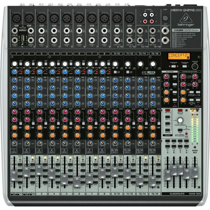 Behringer Xenyx QX2442USB, Studio- und Livemixer mit 10 Mikrofonvorverstärkern und Klark Teknik FX-Prozessor