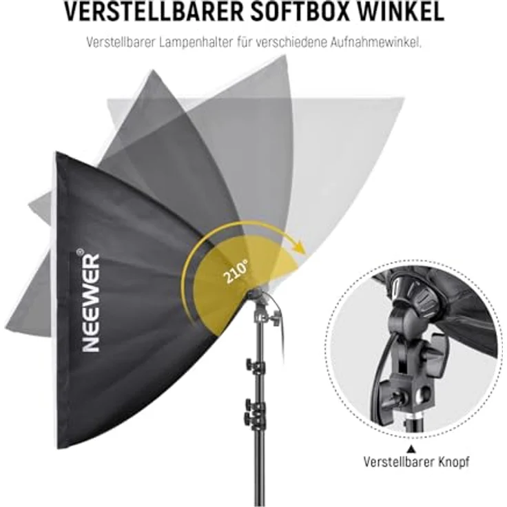 Neewer 60x60cm Softbox mit E27 Sockel 700W Studioleuchte Softbox Set, für Fotostudio-Porträts, Produktfotografie und Videoaufnahme – Bild 3