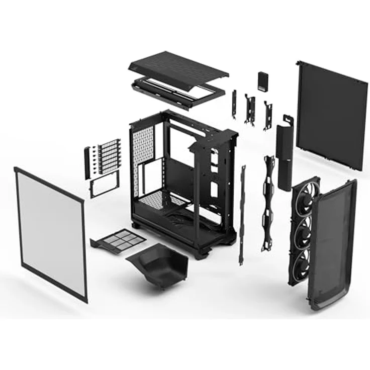 Fractal Design Meshify 3 Ambience Pro RGB TG Light, Midi-Tower PC-Gehäuse für E-ATX, schwarz, mit 3x 140-mm-RGB-Lüftern und Tempered Glass-Seitenteil – Bild 11