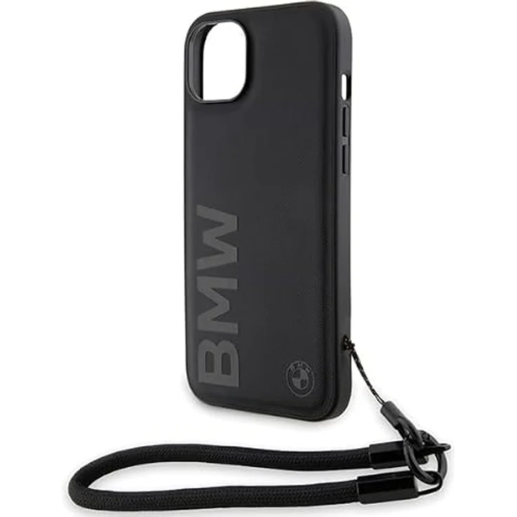 BMW Signature Leather Wordmark Cord Case für iPhone 15/14/13 - Schwarzes, hochwertiges Leder mit elegantem Design und optimalem Schutz – Bild 5