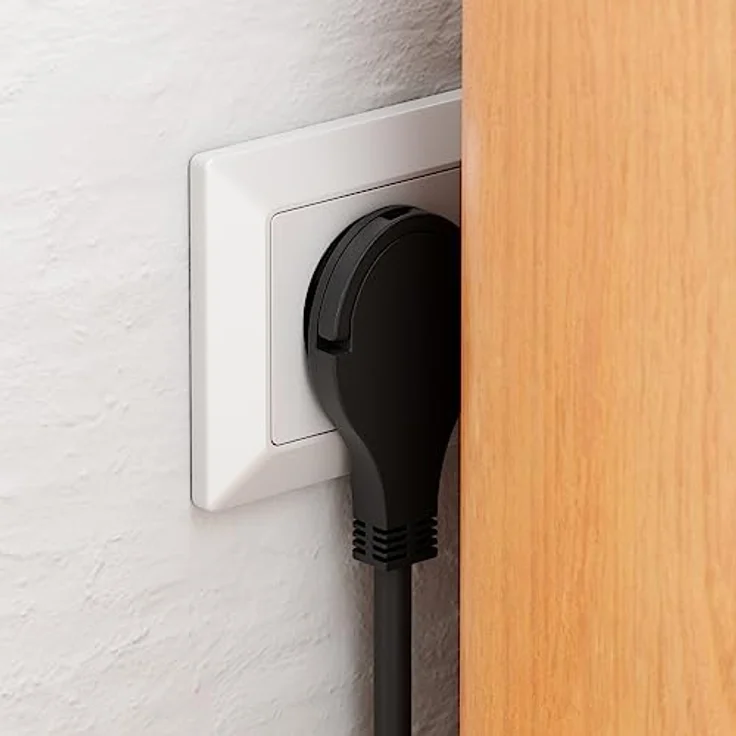 deleyCON deleyCON 6 Fach Steckdosenleiste mit Flachstecker & EIN/AUS Schalter, Schwarz – Bild 2